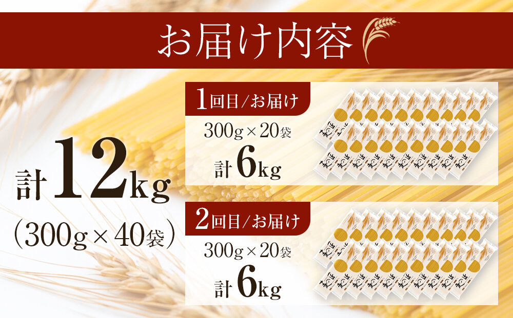 【全2回定期便】「麦の匠」デュラムセモリナ100％スパゲッティ300g×20袋/パスタ 国産 貝塚産 麺 もちもち 大阪府貝塚市