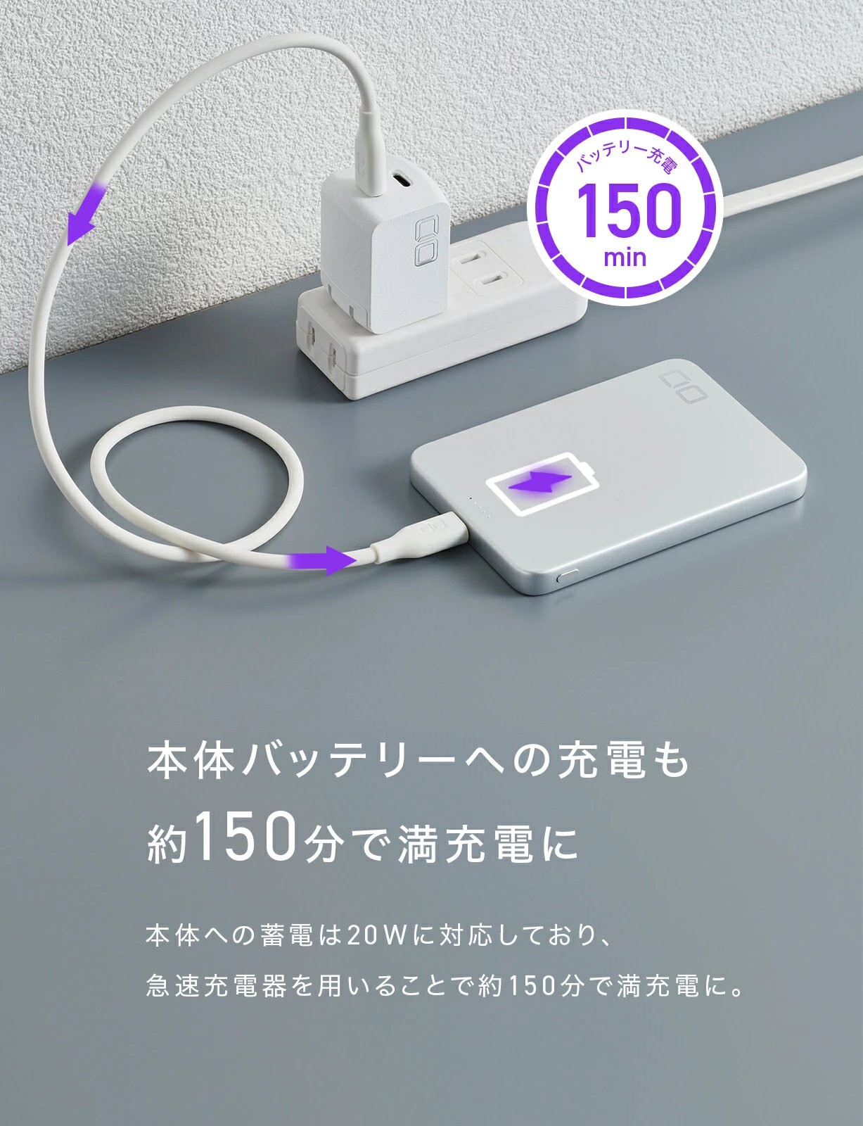 SMARTCOBY SLIM 5K(シルバー)｜CIO モバイルバッテリー 5000mAh ワイヤレス充電 Qi2対応 MagSafe対応スマホ対応 [薄さ8.7mm] 軽量 小型 薄型 USB-C 15W [2525]