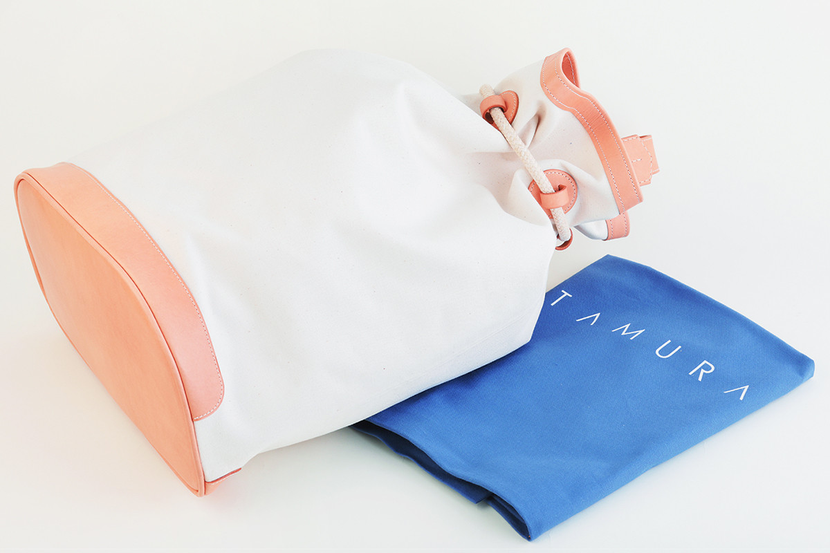 本革 ワンショルダーリュック 生成り×ナチュラル｜バッグ ショルダー 肩掛け リュックサック 革 レザー 帆布 キャンバス ファッション メンズ レディース 男女兼用 田村製作所 大阪府守口市 [2314]