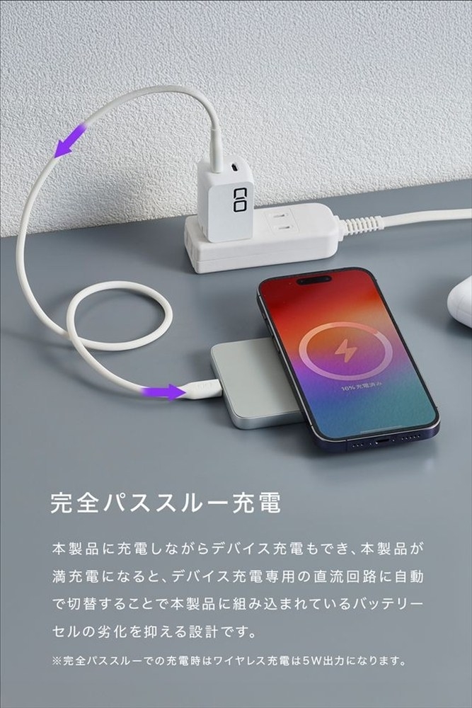 CIO 発火しにくい モバイルバッテリー 5000mAh SMARTCOBY SLIM II Wireless2.0 SS5K シルバー｜小型 軽量 おしゃれ 便利 [2651]