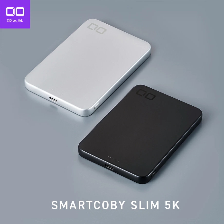 SMARTCOBY SLIM 5K(シルバー)｜CIO モバイルバッテリー 5000mAh ワイヤレス充電 Qi2対応 MagSafe対応スマホ対応 [薄さ8.7mm] 軽量 小型 薄型 USB-C 15W [2525]