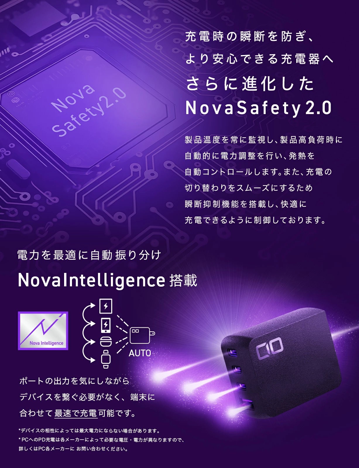 NovaPort QUAD II 100W 3C1A(ホワイト)｜CIO 急速充電器 PD [世界最小級 CIO独自技術 NovaIntelligence NovaEngine搭載] 4ポート USB-C×3 + USB-A×1 ACアダプター コンセント 軽量 iPhone 15 Android Galaxy MacBook iPad向け ノートPC [2529]