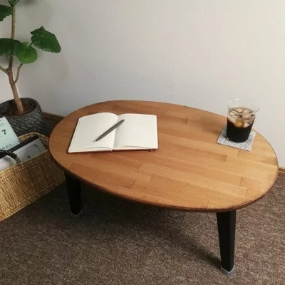 天然木 たまご 折りたたみ ローテーブル Sサイズ｜新星金属製作所 大阪府 守口市 集成材 ナチュラル テーブル 折りたたみ ローテーブル リビング 子供 子供部屋 おしゃれ 家族 [2485]
