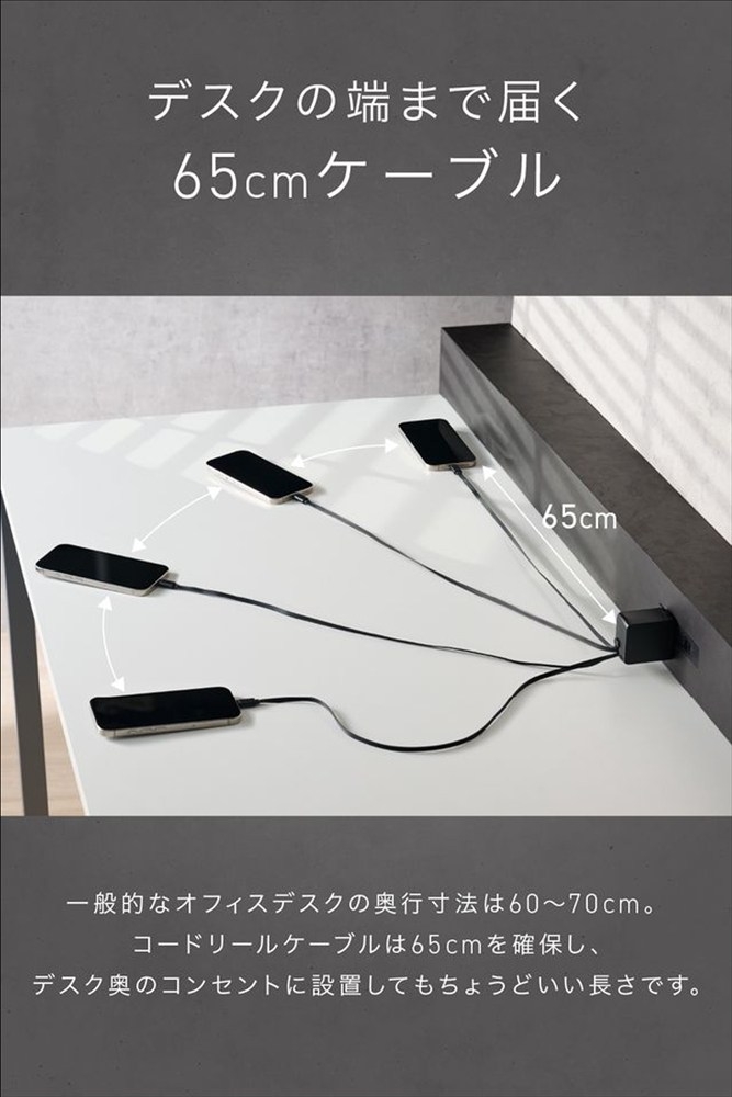 CIO 充電器 最大45W NovaPort DUO  II 45W2C Built in CORD REEL ブラック｜小型 軽量 おしゃれ 便利 [2654]