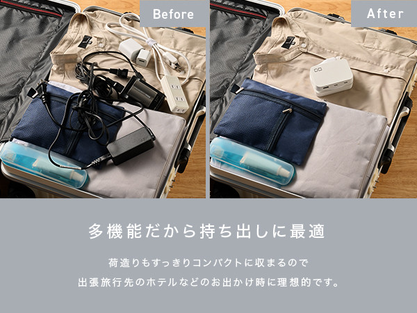 CIO 電源タップ (ケーブル＆収納付き)＋USB充電器 Polaris CUBE Built in CABLE ホワイト｜スマホ ノートPC タイプC iPhone Android Macbook iPad Galaxy 持ち運び 旅行 ガジェット 同時充電 [2198]