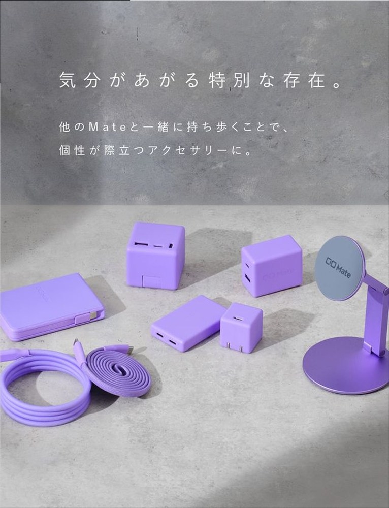 CIO ケーブル Mate Flat Spiral Cable CtoC Type-Cケーブル 充電 iPhone スマートフォン iPad パープル｜小型 軽量 おしゃれ 便利 [2663]