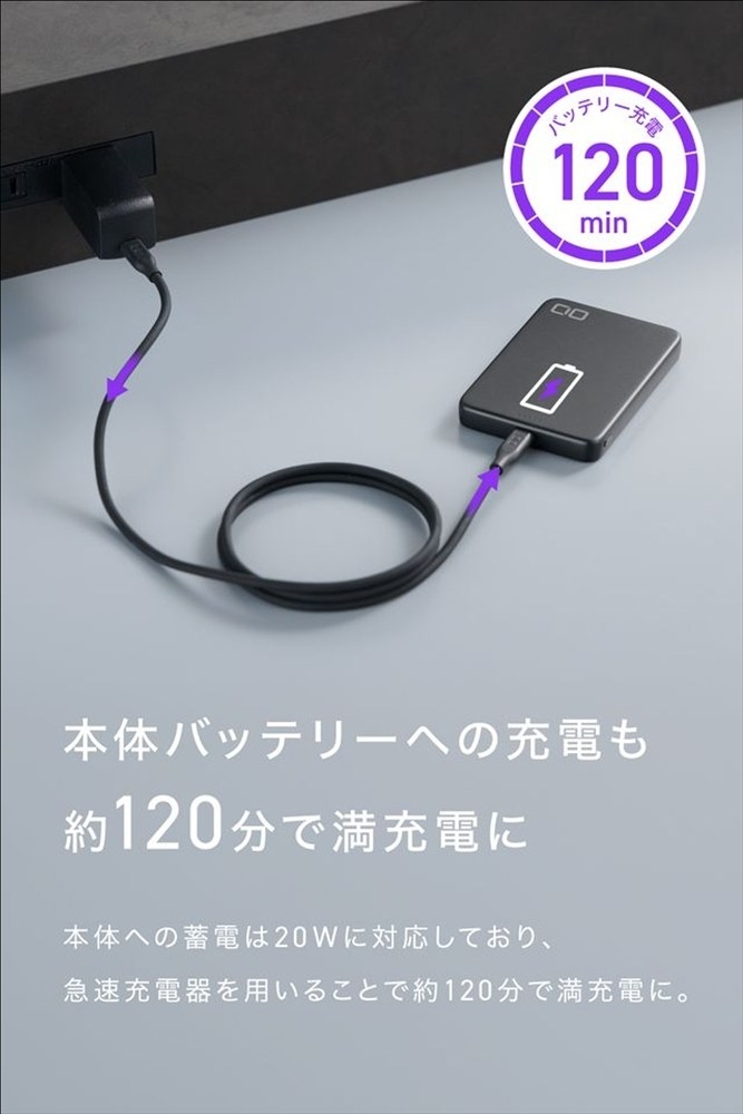 CIO モバイルバッテリー 8000mAh SMARTCOBY SLIM II Wireless 2.0 8K ブラック｜小型 軽量 おしゃれ 便利 [2652]