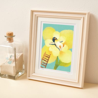 イラスト作家「菜生」アートフレーム〈ふわふわフラワー〉ペンギン【1675707】