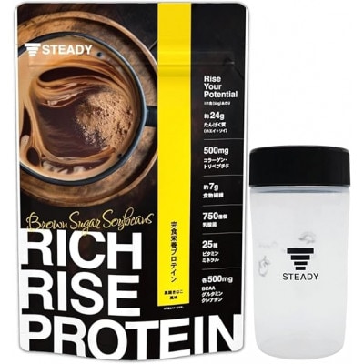 STEADY 完全栄養プロテイン 一流の舌を魅了 35種の成分 黒糖きなこ シェイカーセット【1640842】