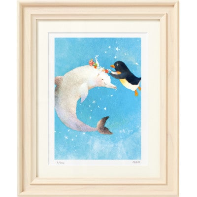 イラスト作家「菜生」アートフレーム〈海の花かんむり〉ペンギン【1569226】