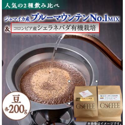 逸品!ブルーマウンテンNo1ハーフブレンド&コロンビア　シエラネバダJAS非燻蒸非消毒　各200g【1738886】