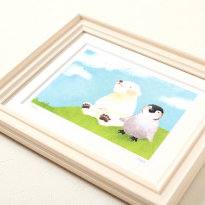 イラスト作家「菜生」アートフレーム〈今日はいい天気〉ペンギン&しろくま【1508175】