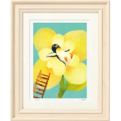 イラスト作家「菜生」アートフレーム〈ふわふわフラワー〉ペンギン【1675707】