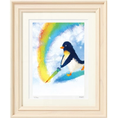 イラスト作家「菜生」アートフレーム〈雨のち虹〉ペンギン【1508174】