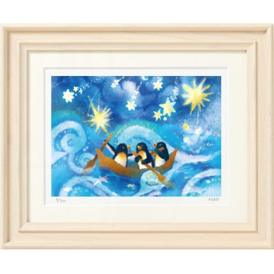 イラスト作家「菜生」アートフレーム〈海の流れ星〉ペンギン【1508173】