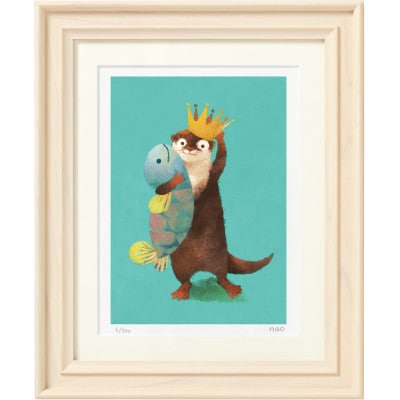 イラスト作家「菜生」アートフレーム〈かんむり〉カワウソ【1569238】