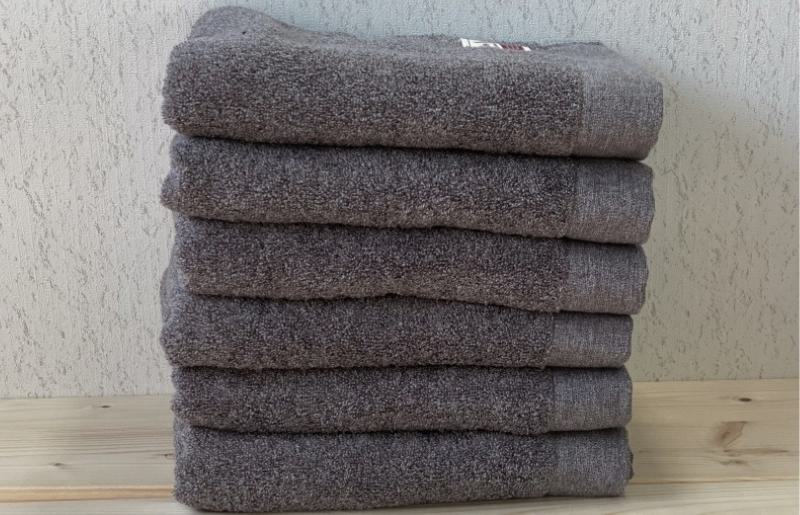 コットンＷ フェイスタオル 6枚（グレー）【泉州こだわりタオル】【泉州タオル 国産 吸水 普段使い 無地 シンプル 日用品 家族 ファミリー】