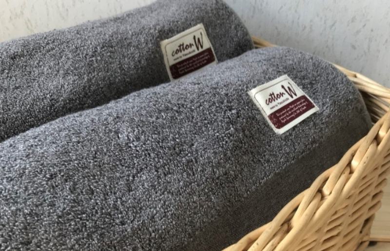 コットンＷ バスタオル 2枚（グレー）【泉州こだわりタオル】【泉州タオル 国産 吸水 普段使い 無地 シンプル 日用品 家族 ファミリー】