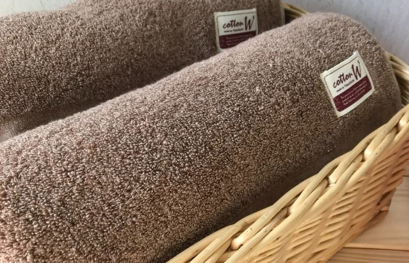 コットンＷ バスタオル 2枚（ブラウン）【泉州こだわりタオル】【泉州タオル 国産 吸水 普段使い 無地 シンプル 日用品 家族 ファミリー】