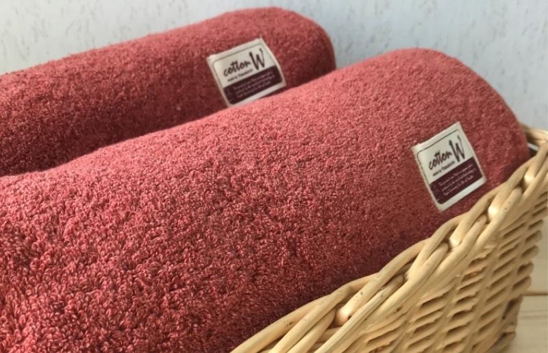 コットンＷ バスタオル 2枚（レッドブラウン）【泉州こだわりタオル】【泉州タオル 国産 吸水 普段使い 無地 シンプル 日用品 家族 ファミリー】