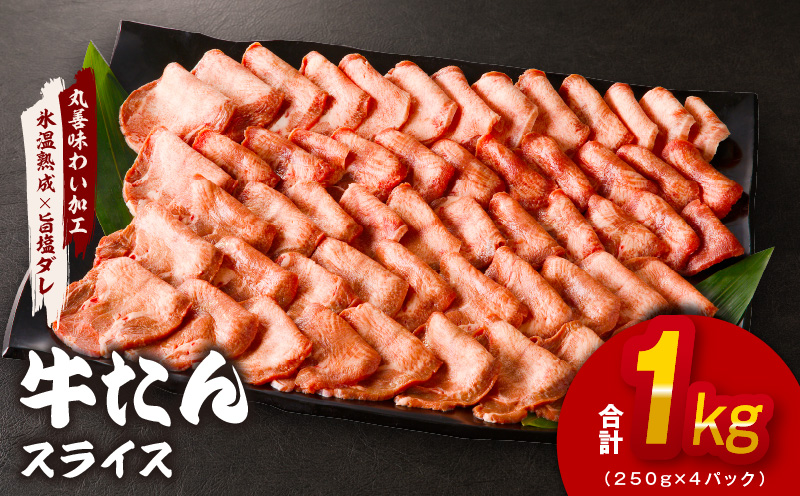 【氷温熟成×旨塩ダレ】牛たん 1kg スライス 小分け 250g×4 焼肉用 訳あり サイズ不揃い mrz0025 