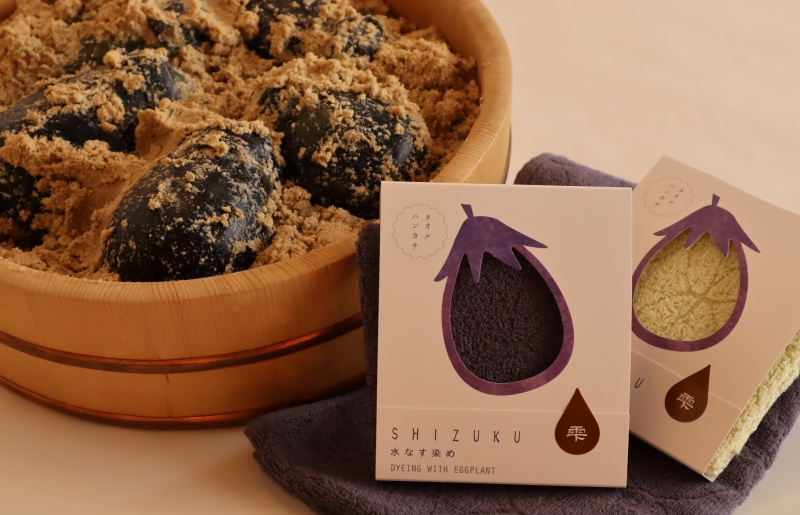 【先行予約】水なす浅漬け 2個 水なす染めタオルハンカチセット【新鮮 野菜 泉佐野産 茄子 やさい 高評価 数量限定】