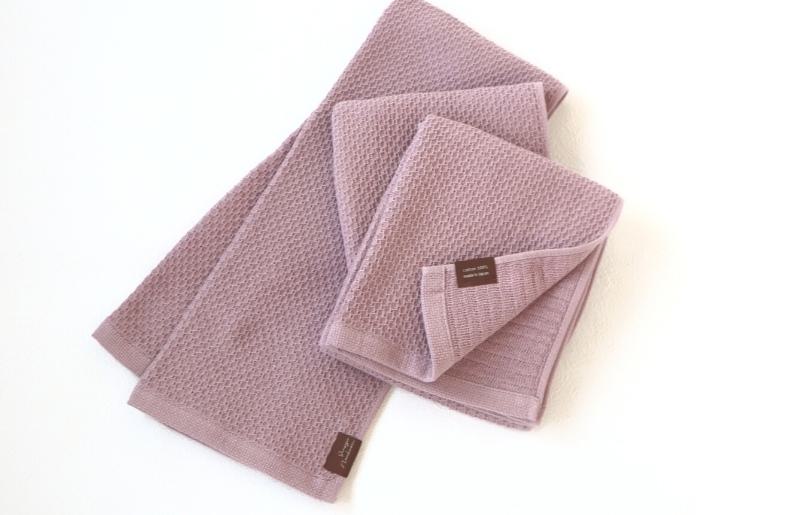 【ソフトハニカム】泉州南部織 フェイスタオル3枚セット（くすみ桜）+ソフトハニカム織ハーフハンカチ1枚