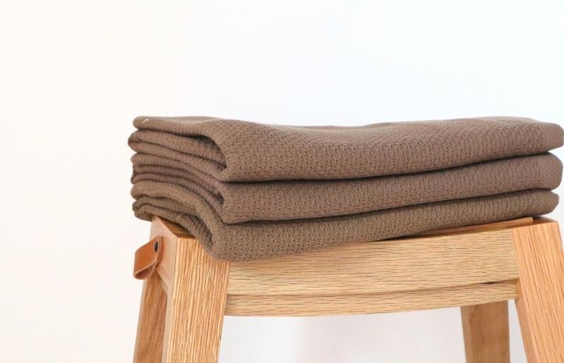 【ソフトハニカム】泉州南部織 バスタオル3枚セット（ブラウン）+ソフトハニカム織ハーフハンカチ1枚