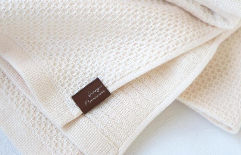 【ソフトハニカム】泉州南部織 バスタオル3枚セット（ベージュ）+ソフトハニカム織ハーフハンカチ1枚