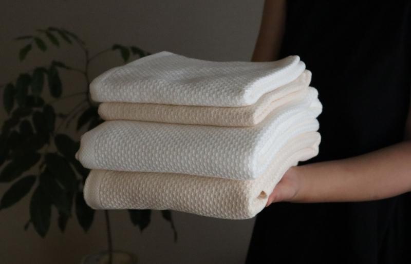 【ソフトハニカム】泉州南部織 バスタオル3枚セット（ベージュ）+ソフトハニカム織ハーフハンカチ1枚