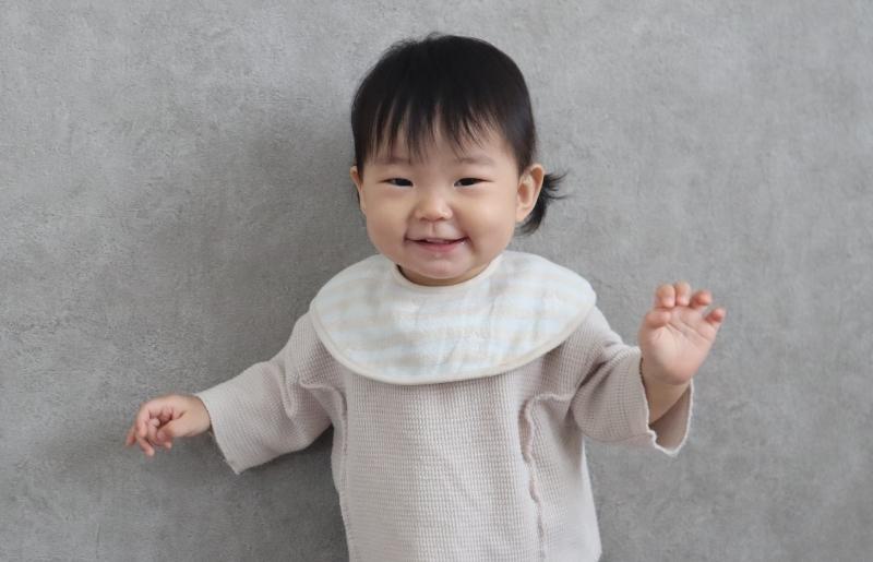 【eclat bebe】泉州南部織 4重ガーゼ ベビースタイ＆miniハンカチ（ガーゼGy）＜スピード発送＞