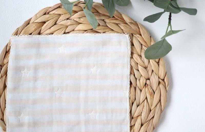 【eclat bebe】泉州南部織 4重ガーゼ ベビースタイ＆miniハンカチ（ガーゼGy）＜スピード発送＞