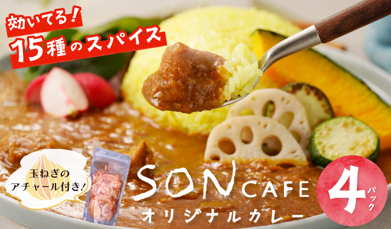 【スピード発送】15種スパイスを使用したSONカフェ特製カレー 200g×4P＆玉ねぎのアチャール×1P いずみピクルス NSW 099H1723