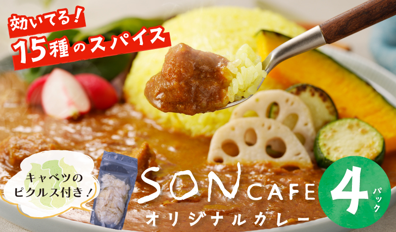 【年内発送】【スピード発送】15種スパイスを使用したSONカフェ特製カレー 200g×4P＆キャベツのピクルス×1P いずみピクルス NSW G1462