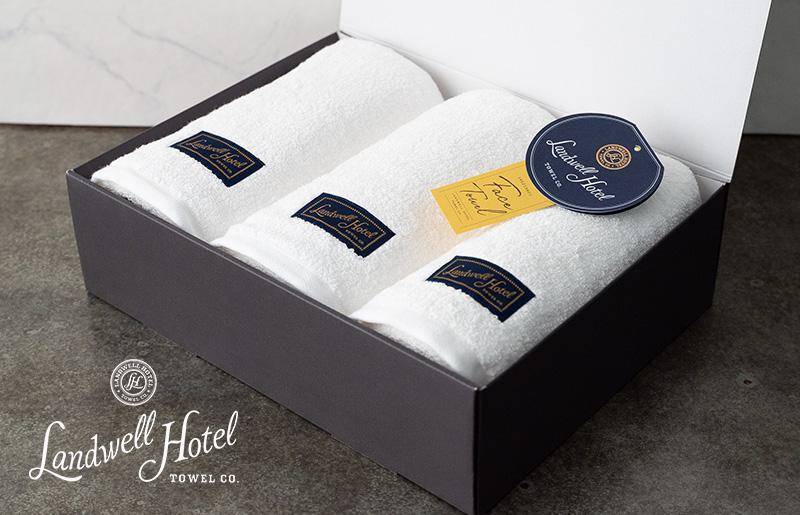 【TVで紹介！】Landwell Hotel フェイスタオル 3枚 ホワイト ギフト 贈り物【泉州タオル 国産 吸水 普段使い 無地 シンプル 日用品 家族 ファミリー】