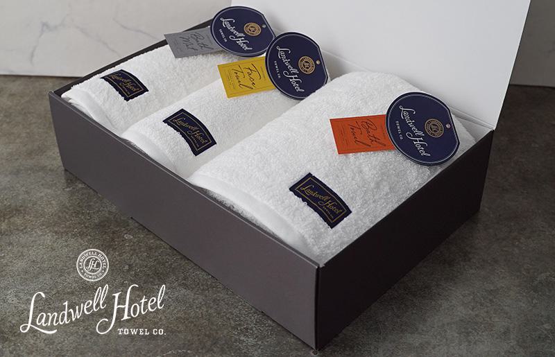 【TVで紹介！】Landwell Hotel ギフト 贈り物セット バスタオル フェイスタオル バスマット ホワイト【泉州タオル 国産 吸水 普段使い 無地 シンプル 日用品 家族 ファミリー】