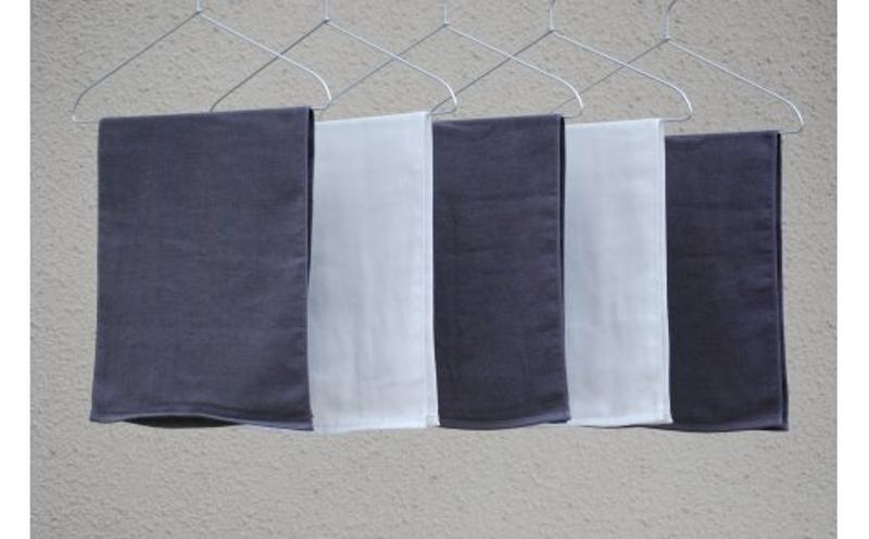 さらっとガーゼとふんわりパイルのモノトーンタオル（チャコールグレー3枚 ホワイト2枚）【泉州タオル 国産 吸水 普段使い シンプル 日用品】