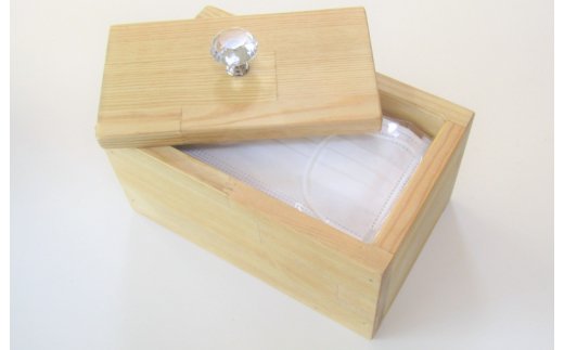 手作り木製マスクストッカー「ナチュラル」クリスタルノブ仕様