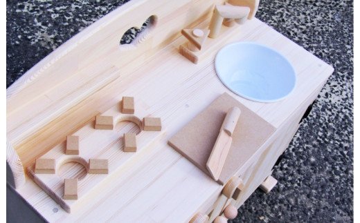 手作り木製 ままごとキッチンDHK 素材色バージョン 099H2144