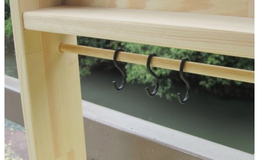 手作り木製「棚付」魚焼きグリル付きままごとキッチン ＧＨＫＲ　素材色バージョン 099H2157