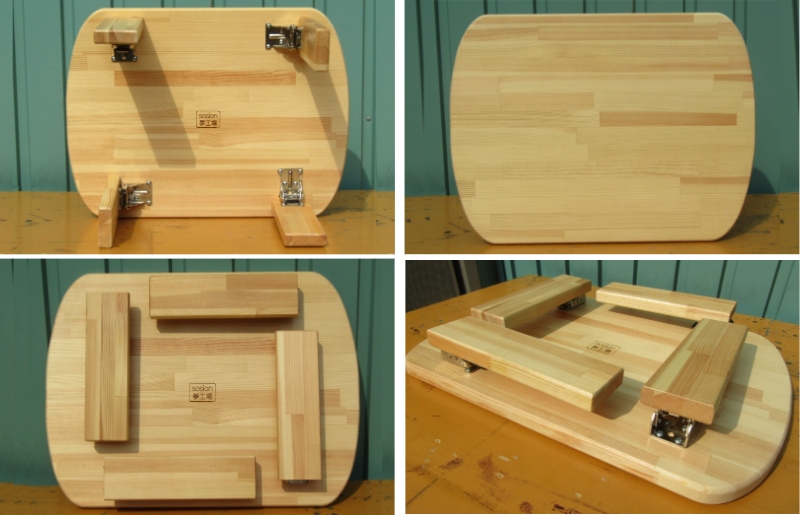 手作り木製 四角ちゃぶ台 脚折れ金具仕様