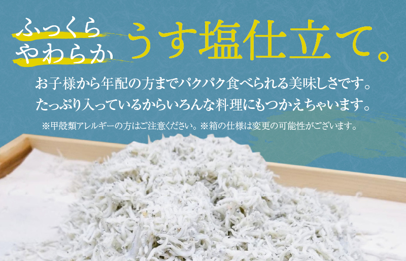 釜揚げしらす 800g 訳あり 簡易包装 家庭用 完全無添加 うす塩仕立て G861-1