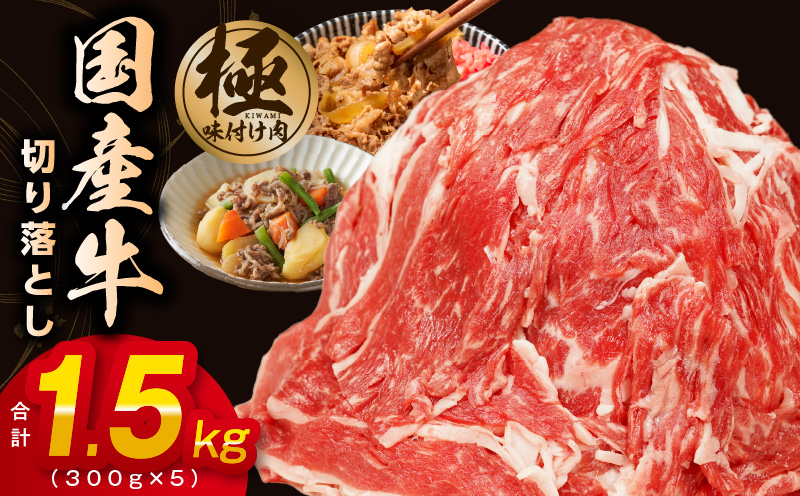 【極味付け肉】国産 牛肉 切り落とし 1.5kg（300g×5）丸善味わい加工 099H2236