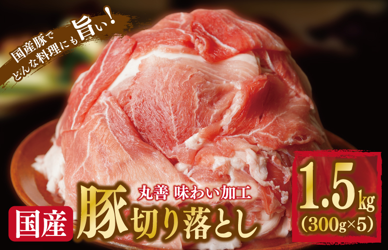 【丸善味わい加工】国産 豚肉 切り落とし 1.5kg（300g×5） 099H2240