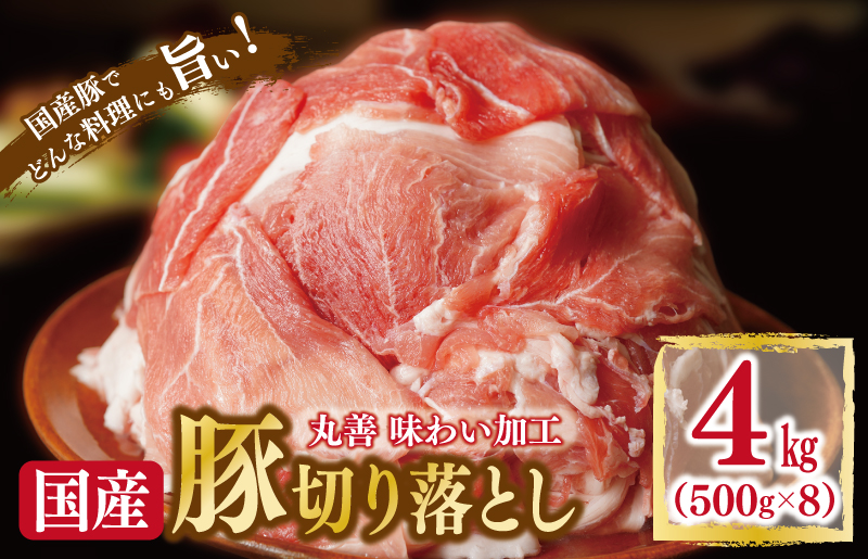 【丸善味わい加工】国産 豚肉 切り落とし 4kg（500g×8） 099H2241