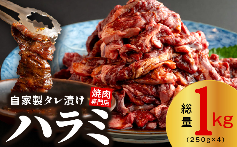 焼き肉専門店 自家製タレ漬け ハラミ 合計1kg（250g×4） G1358