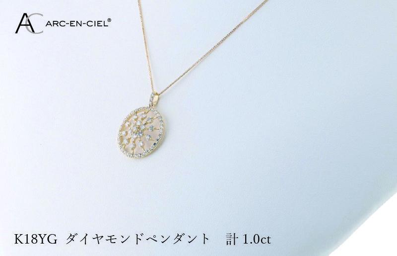 アルカンシェル K18YGダイヤペンダント ダイヤ計1.00ct【鑑別書付き ジュエリー プレゼント ギフト ファッション アクセサリー 贈り物 贈答 お祝い 記念日】 J049-2