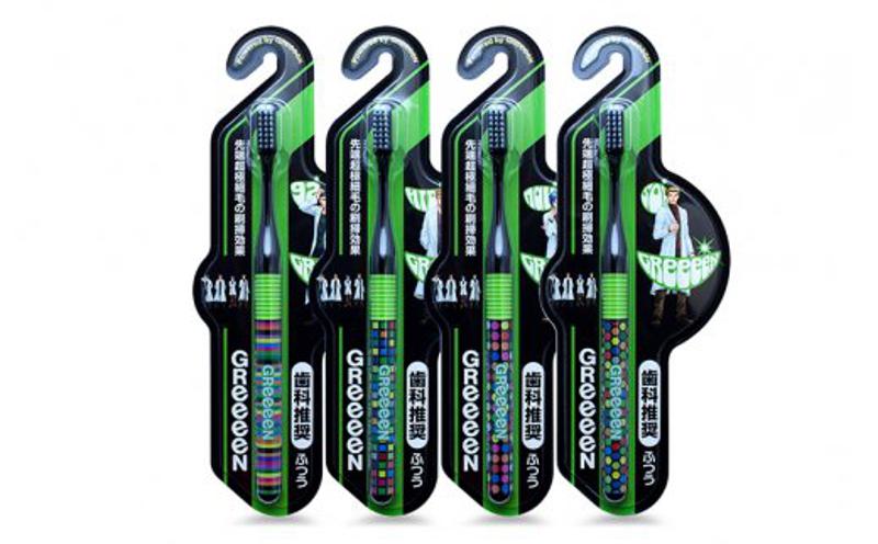 【日本製】歯ブラシ GReeeeＮ ハブラシ 黒（navi）6本