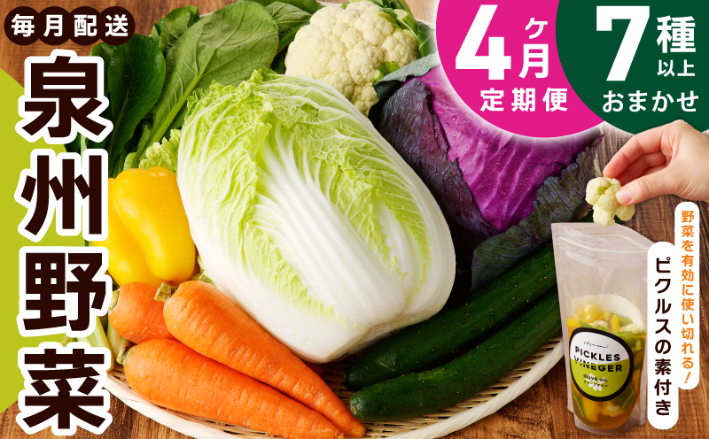 旬の新鮮 野菜セット（7種以上）定期便 全4回 おまかせ ピクルスの素付き ファミリー向け いずみピクルス NSW【毎月配送コース】 099Z281