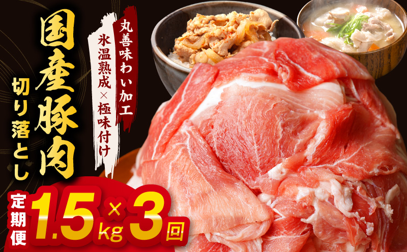 【氷温熟成×極味付け】国産 豚肉 切り落とし 定期便 1.5kg×3回 小分け【毎月配送コース】 099Z212